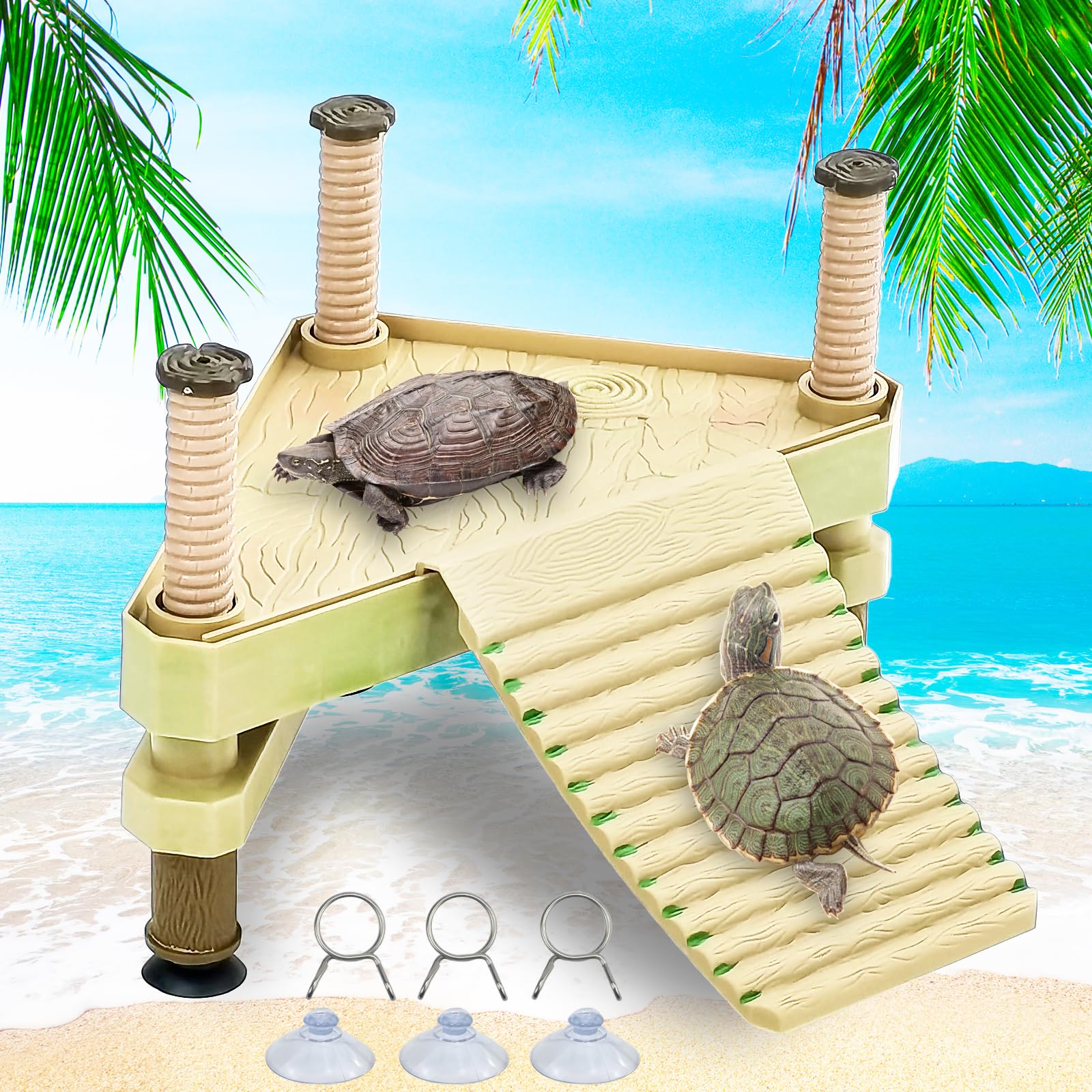 Keedolla turtle pier floating dock overview with basking platform