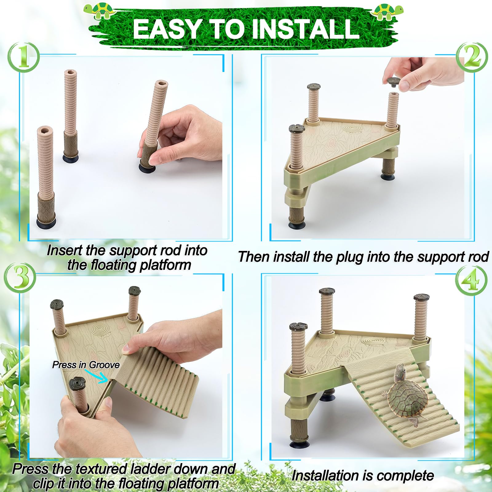 Keedolla stable three-pylon supports with suction cups in tank