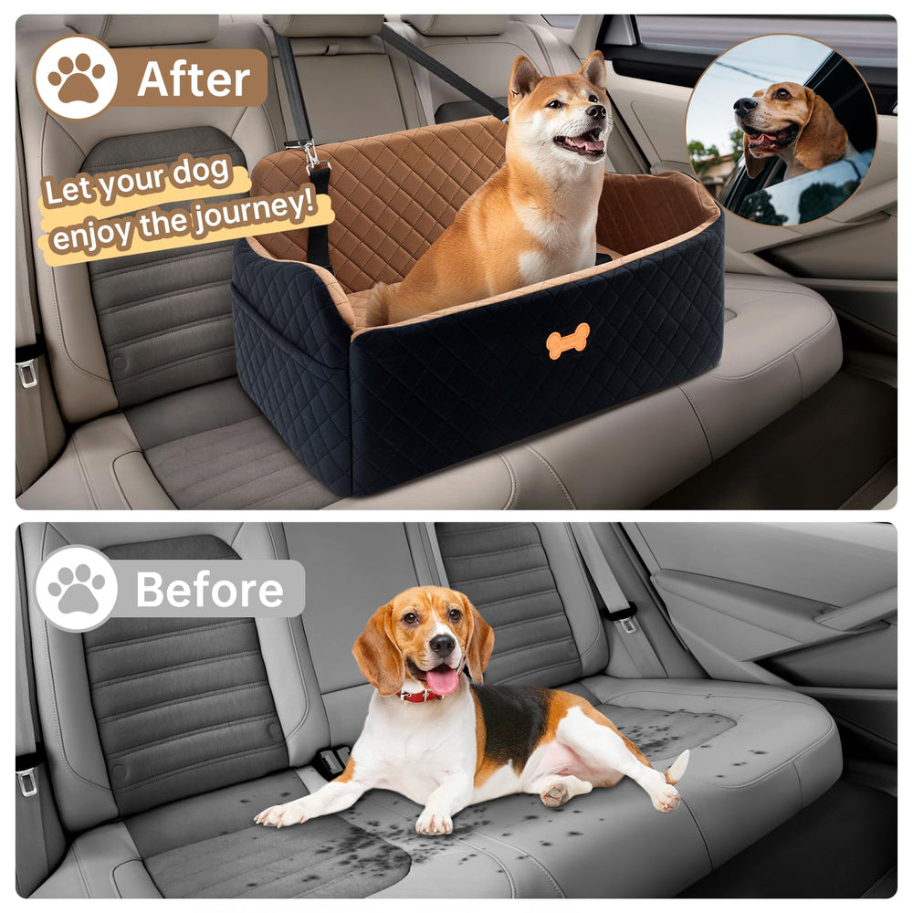 KEELUXE car seat large dog inside view shows elevated view and comfort