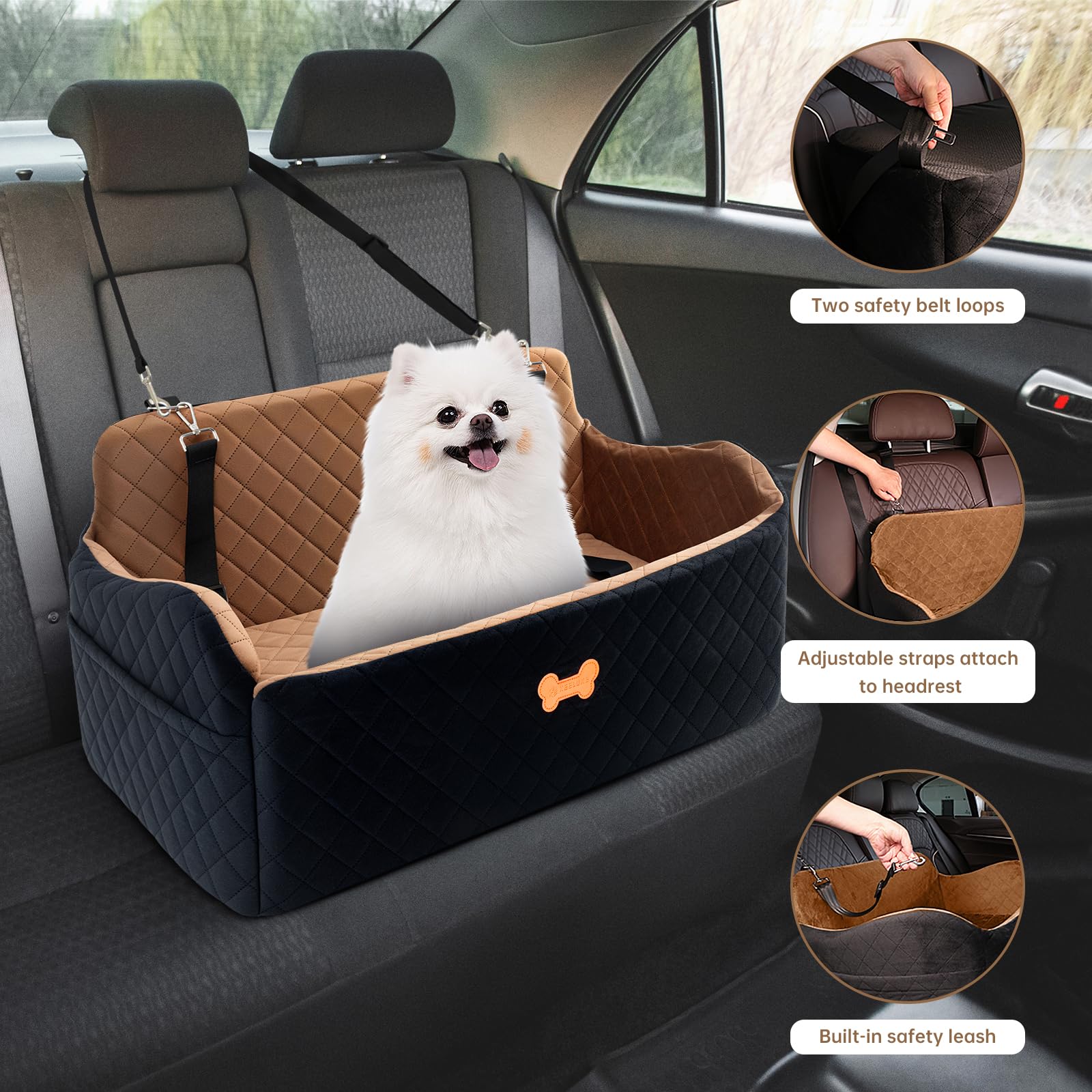 KEELUXE car seat large dog memory foam cushion provides plush support
