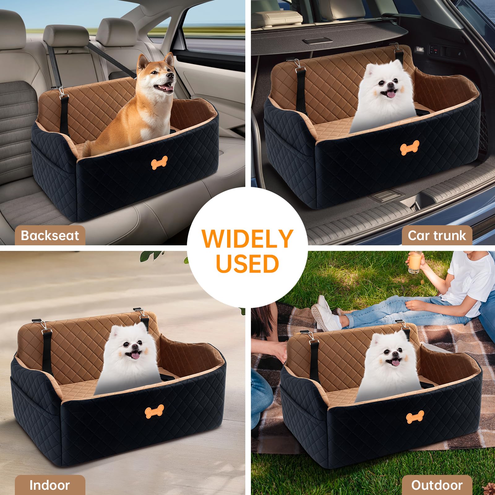 KEELUXE car seat large dog storage pockets hold toys