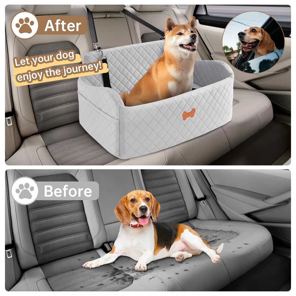 KEELUXE dog seat booster shows road view to calm anxious dogs
