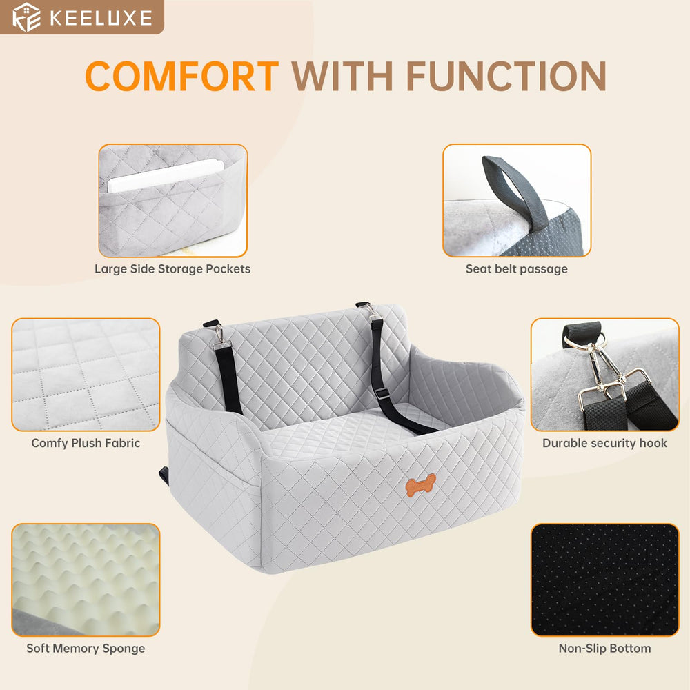 KEELUXE dog seat side pockets store treats and toys tidy