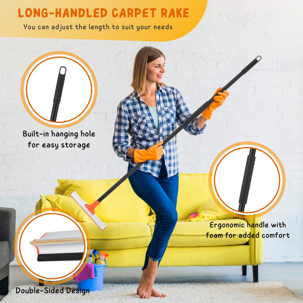 KeFanta carpet rake 57inch-handle enables upright cleaning and reduced strain.