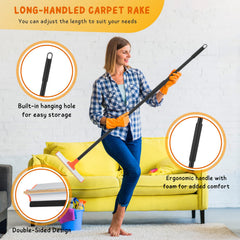 KeFanta carpet rake 57inch-handle enables upright cleaning and reduced strain.