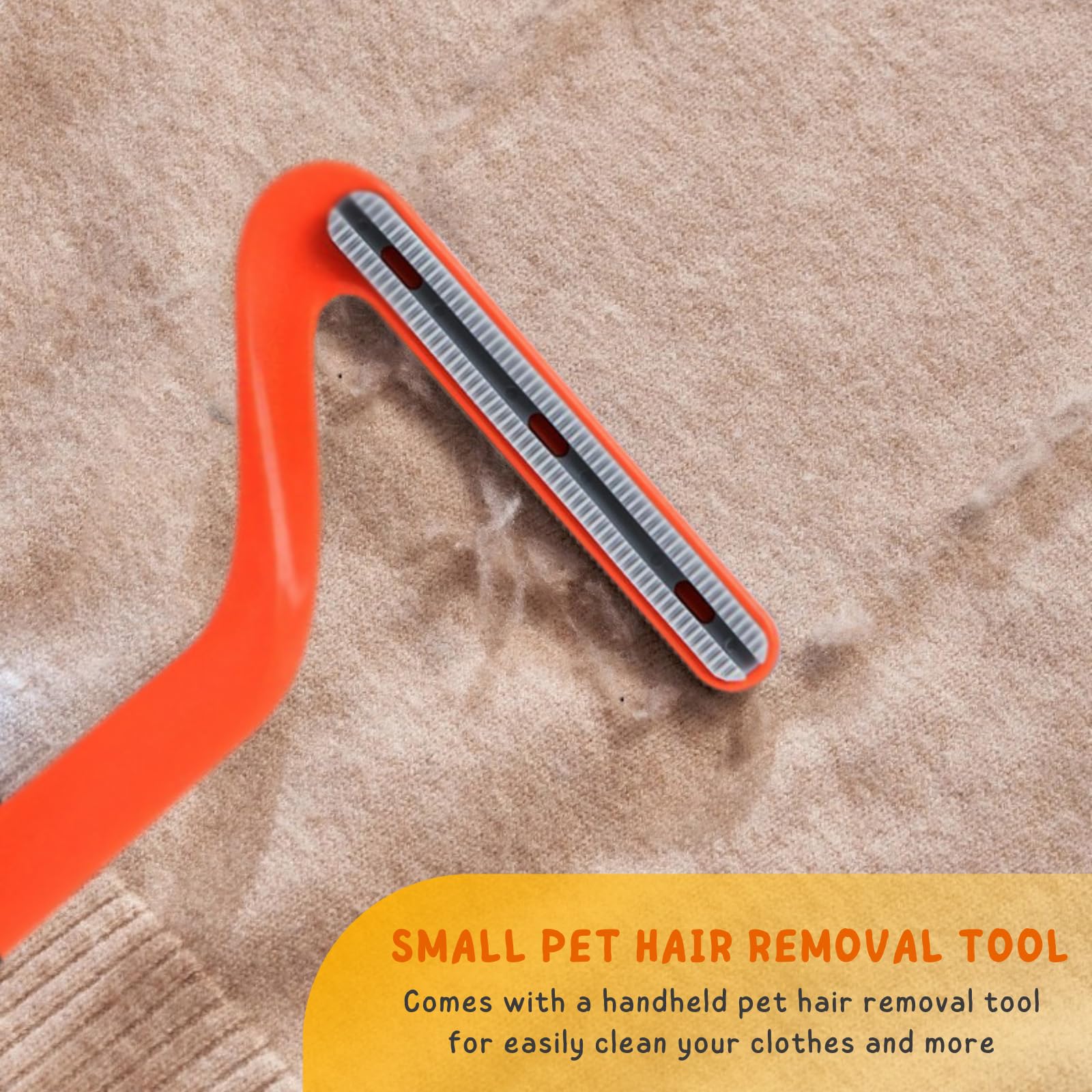 KeFanta hair removal broom on a couch demonstrates quick fur pickup.
