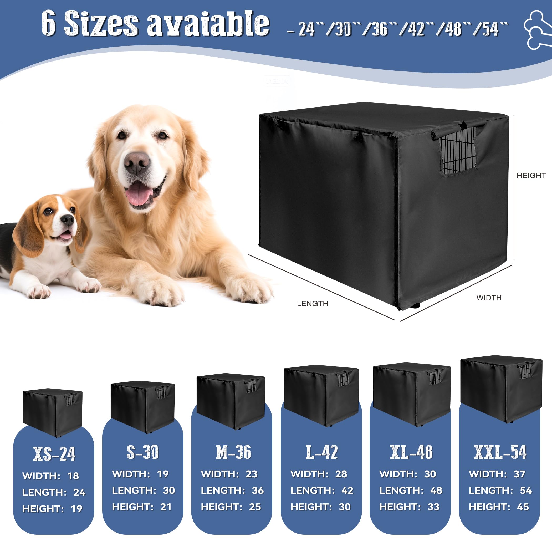 Kefit dog crate cover 36x23x25 dimensions ensure easy compatibility with standard crates.