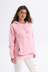 Kei Tomlison pet pouch hoodie side view highlighting cozy fleece