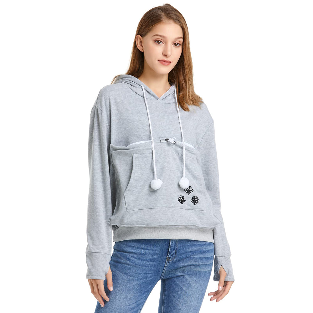 Kei Tomlison unisex hoodie pet holder—side view shows spacious pocket for pet or items.