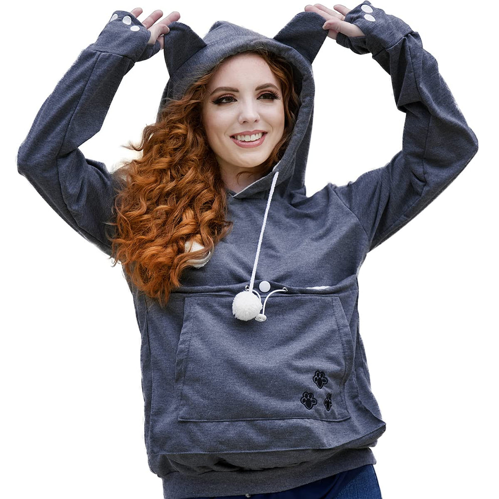 Kei Tomlison unisex big pouch hoodie front view—cozy pocket for small pets.