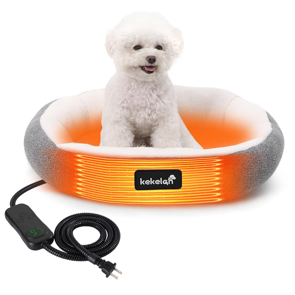 KEKELAN indoor heated cat bed with nest walls for secure winter lounging.