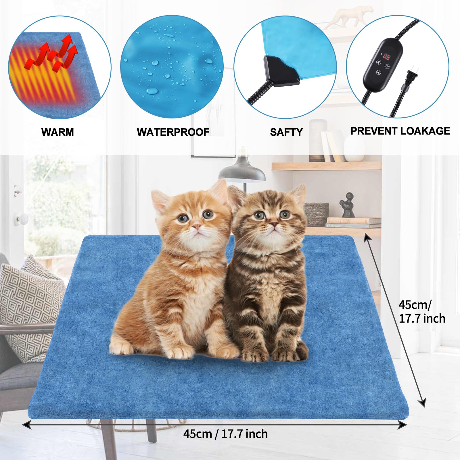 KEKELAN Pet Heating Pad velvet cover removed for easy washing
