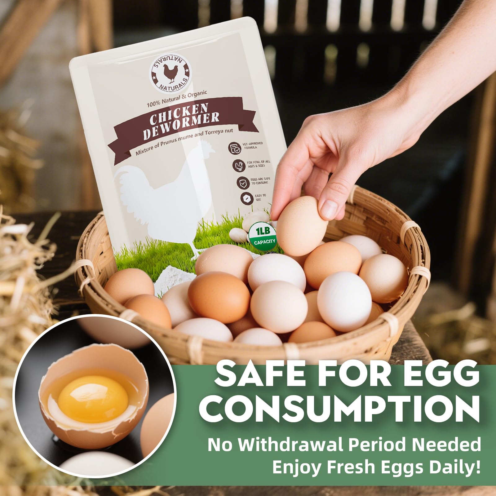 KELPFU chicken dewormer powder scattered for pecking promotes natural consumption and convenience.