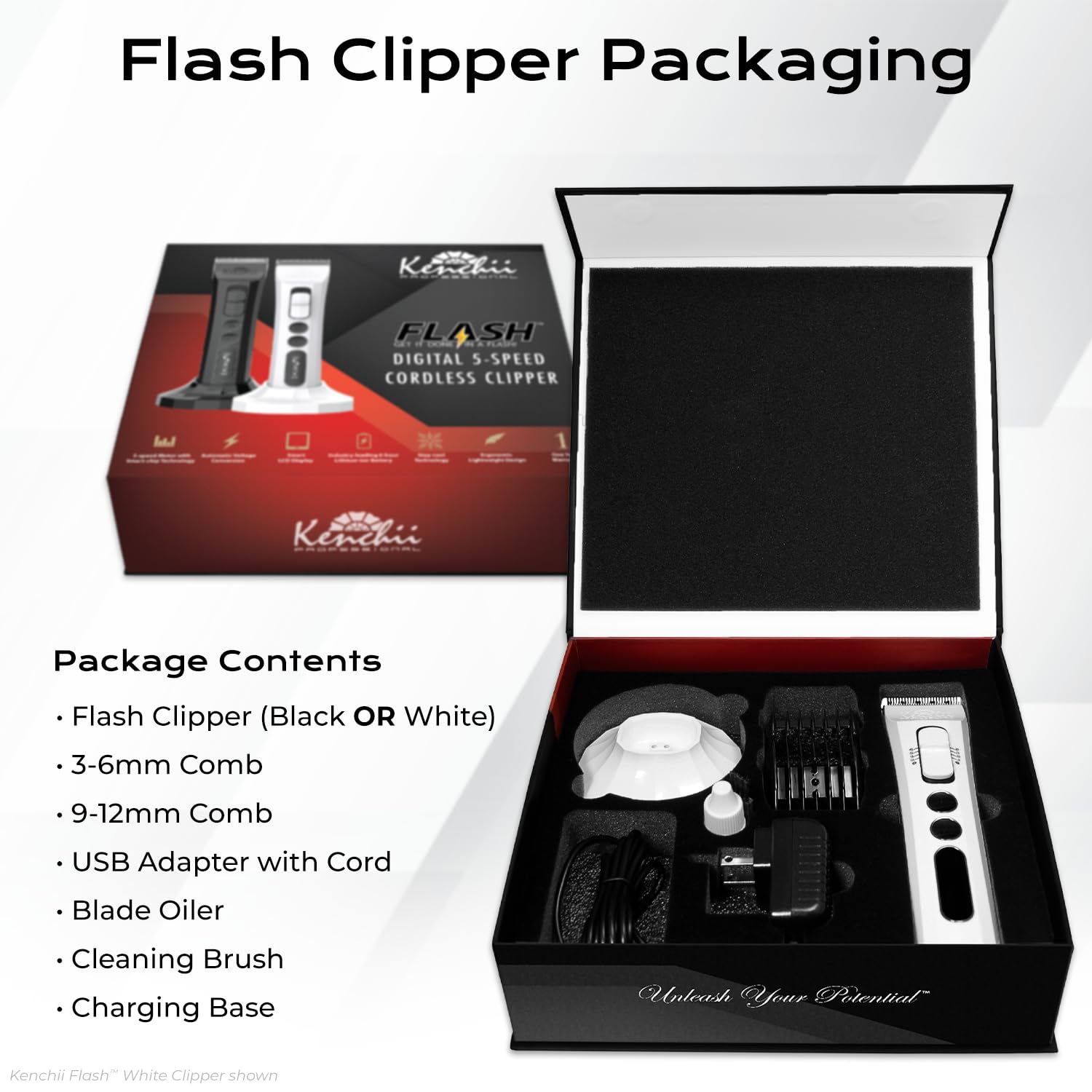 Kenchii Flash stay-cool technology prevents overheating during longer grooming