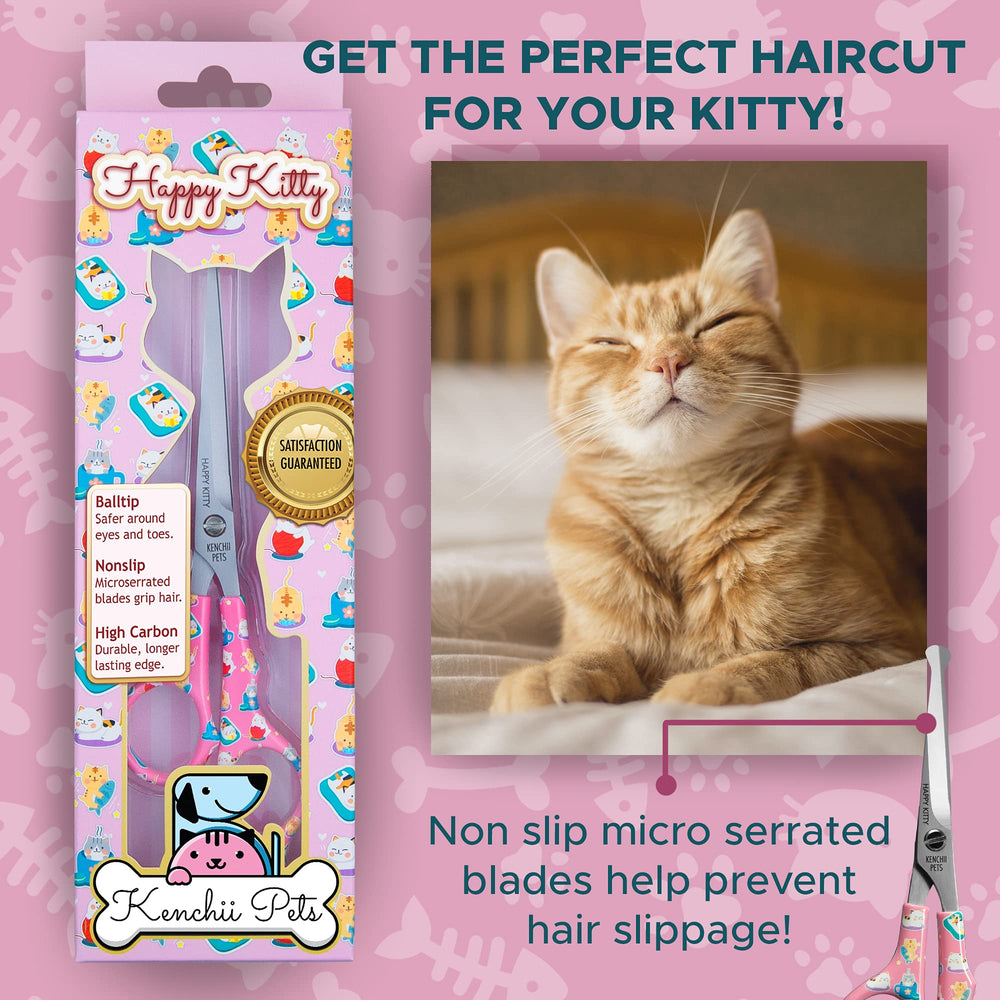 Kenchii Happy Kitty ball-tip shears comfortable grip handle for steady cuts