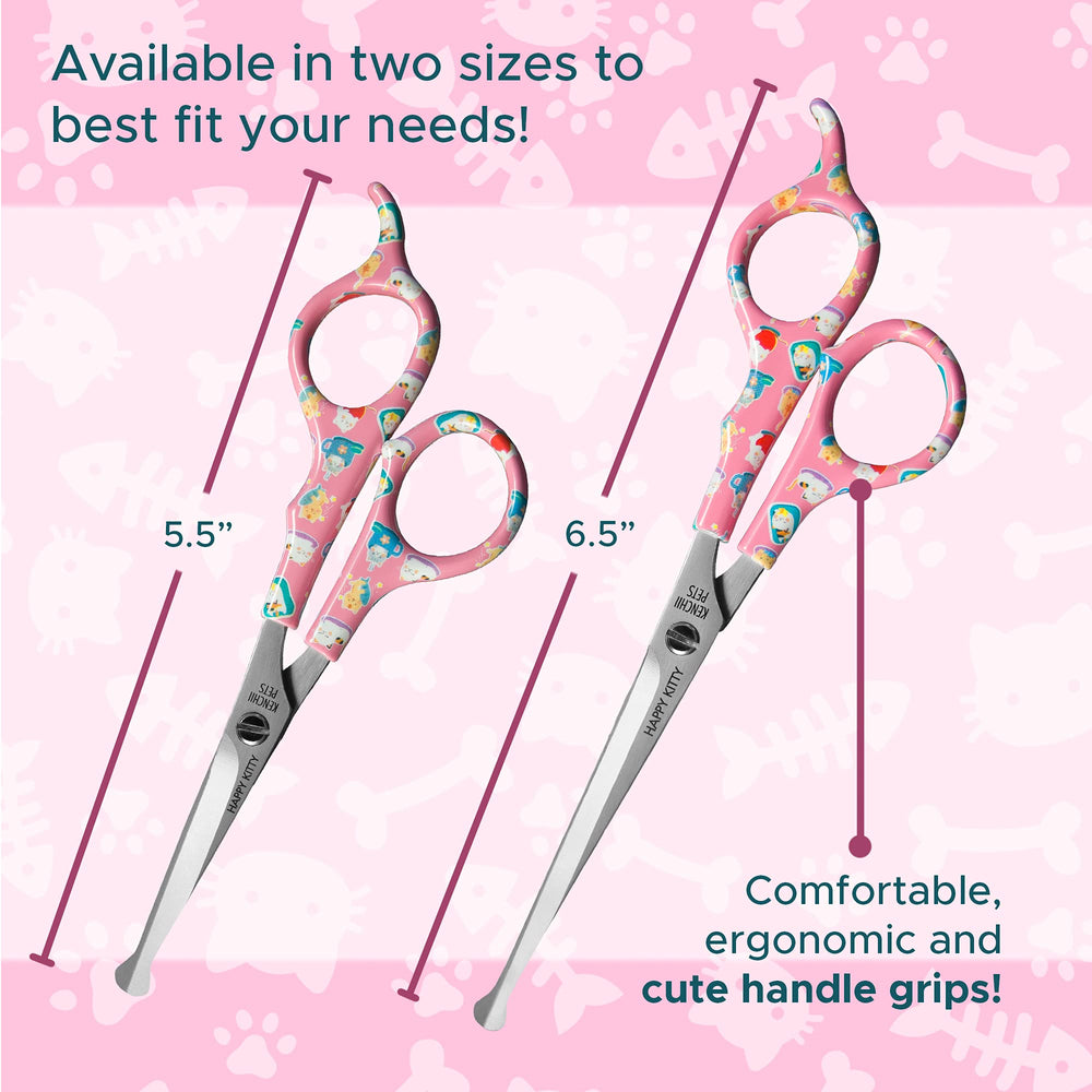 Kenchii Happy Kitty ball-tip shears stainless steel construction for durable grooming