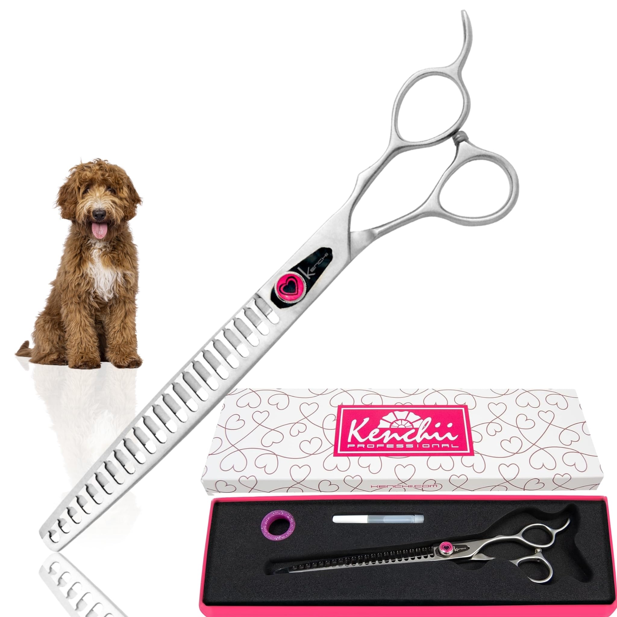 Kenchii Love Dog Grooming Scissors 22-tooth blender for smooth, even trims