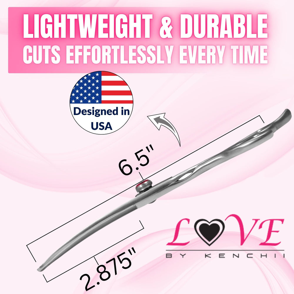 Kenchii Love Dog Grooming Scissors curved balltip—safe around delicate areas.