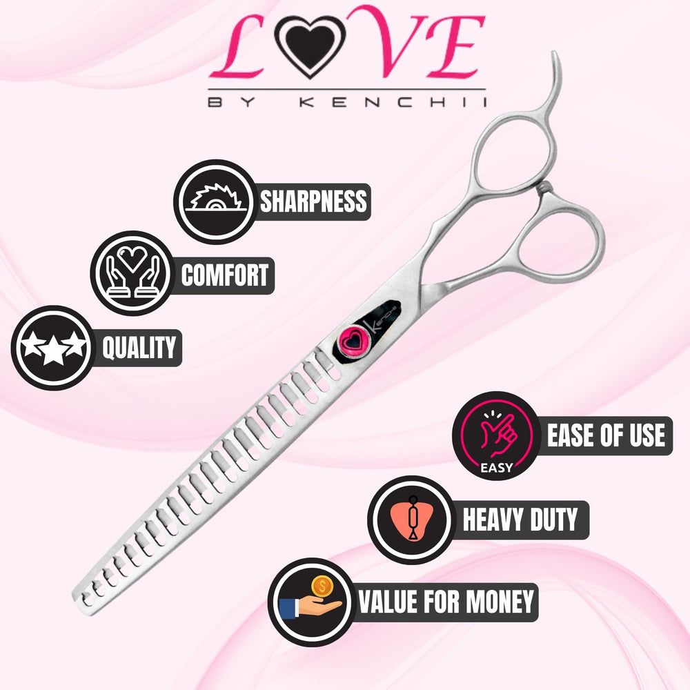 Kenchii Love Dog Grooming Scissors curved blade for versatile styling