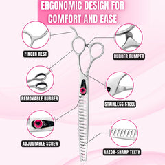Kenchii Love Dog Grooming Scissors ergonomic handles reduce wrist strain