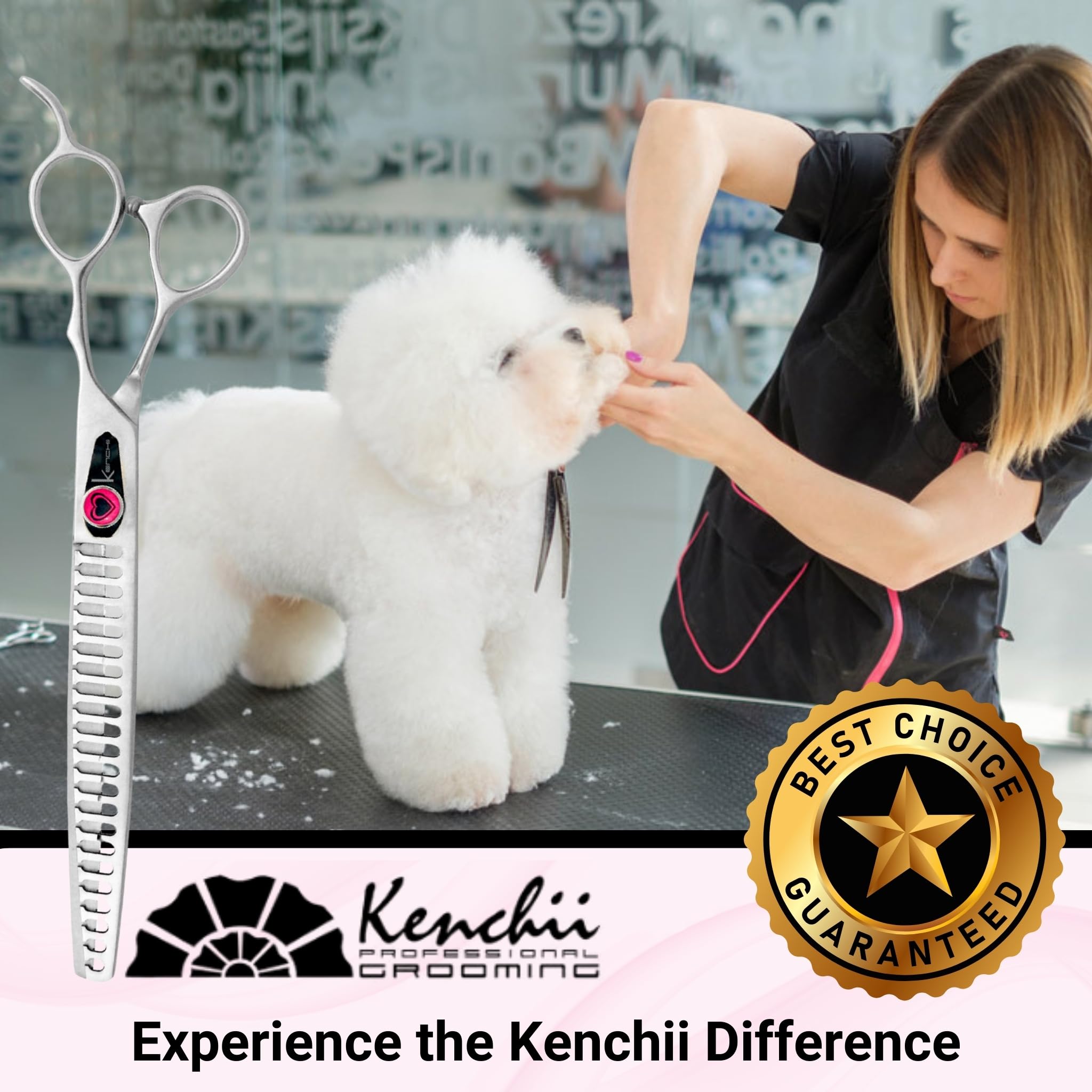 Kenchii Love Dog Grooming Scissors satin finish resists wear