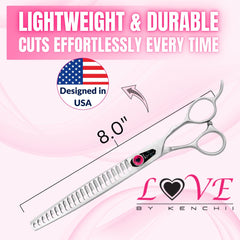 Kenchii Love Dog Grooming Scissors with semi-convex edge for precise cuts