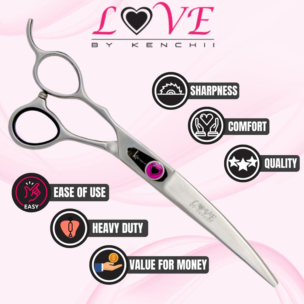Kenchii Love left-handed dog grooming scissors balltip safety design protects delicate areas