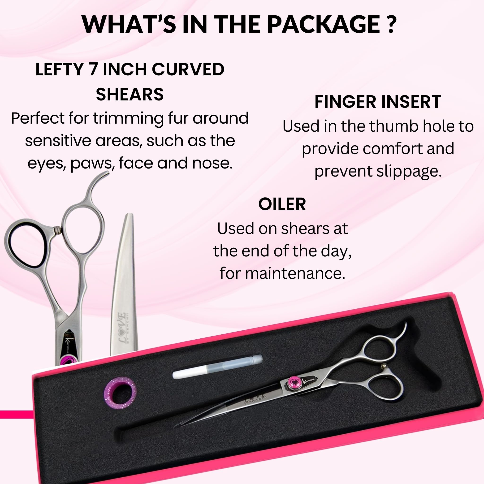 Kenchii Love left-handed dog grooming scissors premium Japanese alloy steel ensures lasting durability