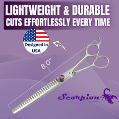 Kenchii Scorpion 24-Tooth Blending Scissors comfort handle for steady grooming.
