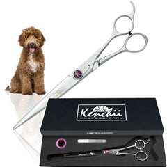 Kenchii Scorpion 8inch straight shear close-up showing precise edge for grooming.