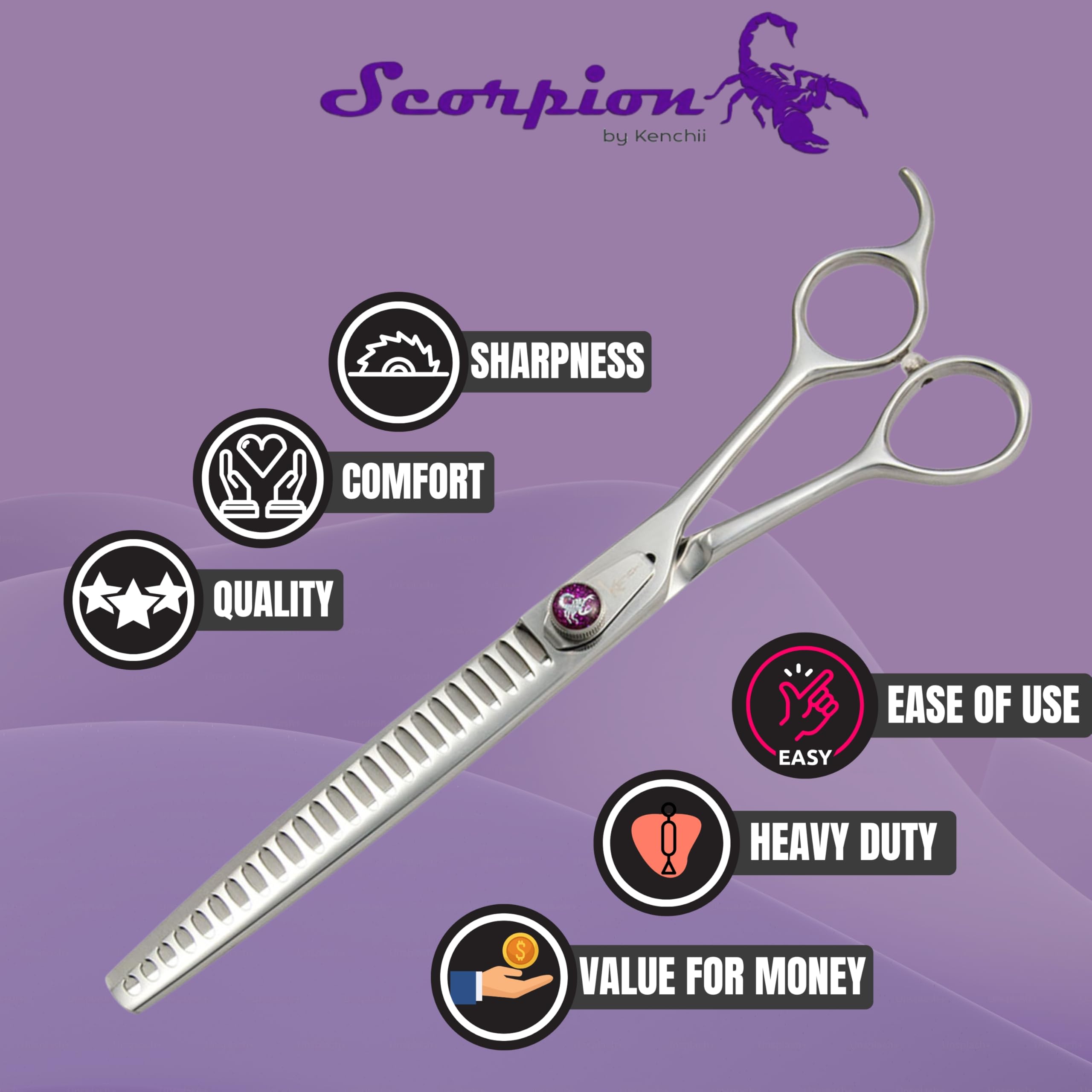 Kenchii Scorpion premium Japanese alloy steel construction for durable, sharp blades.