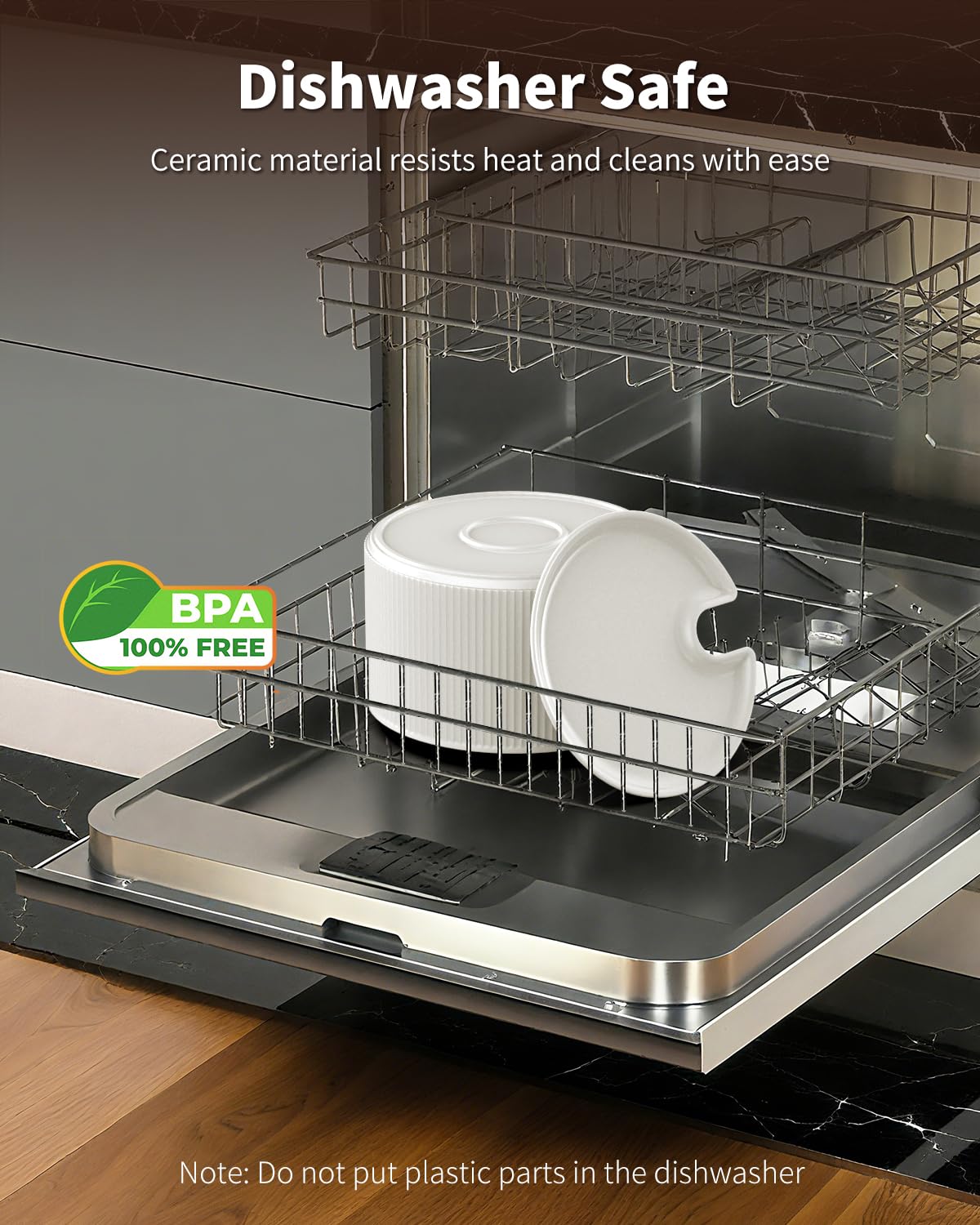 Kenepet ceramic water fountain 4-stage filtration—fresh-tasting water through carbon and sponge filters.