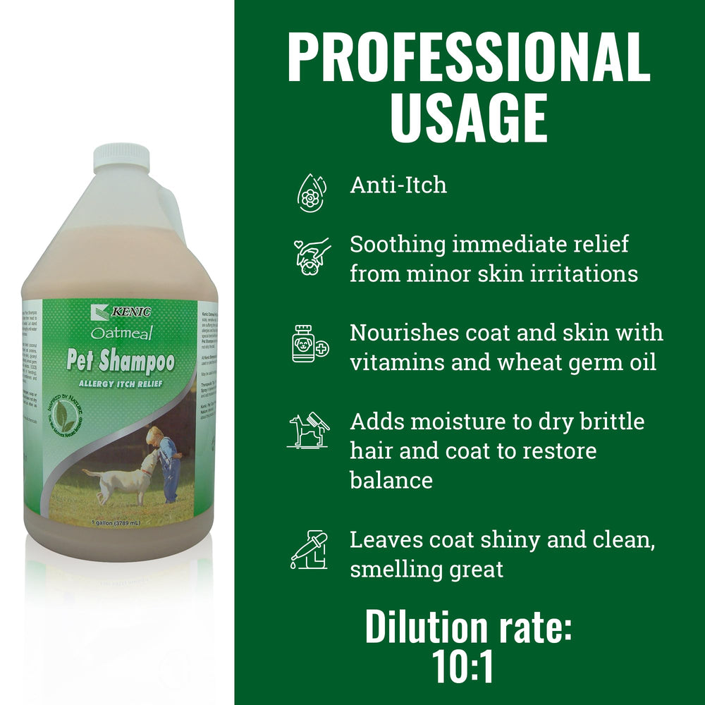 Kenic Oatmeal Anti-Itch Pet Shampoo lather showcases nourishing oils for a soft, healthy coat.