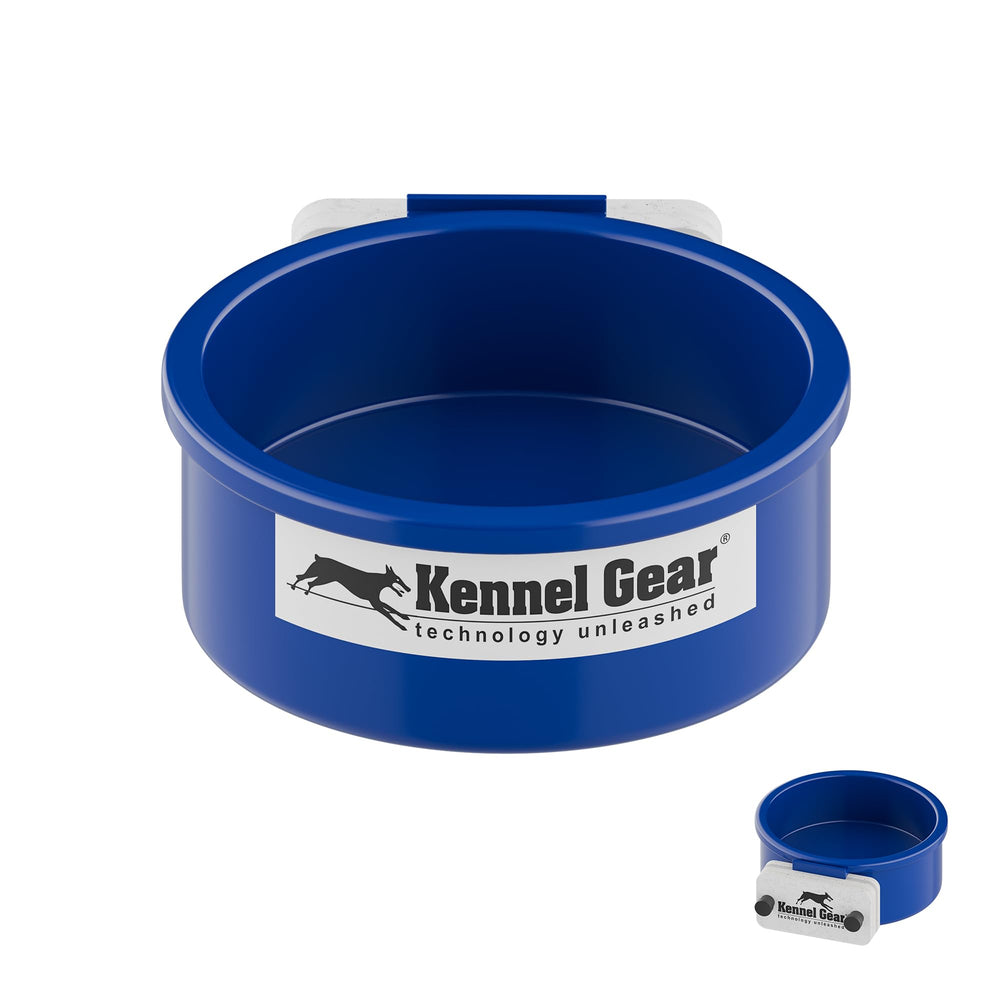 Kennel-Gear Dog Crate Water Bowl No Spill mounted securely on a crate for mess-free hydration.
