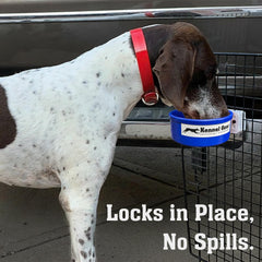 Kennel-Gear secure bracket keeps the bowl in place during travel and activity.