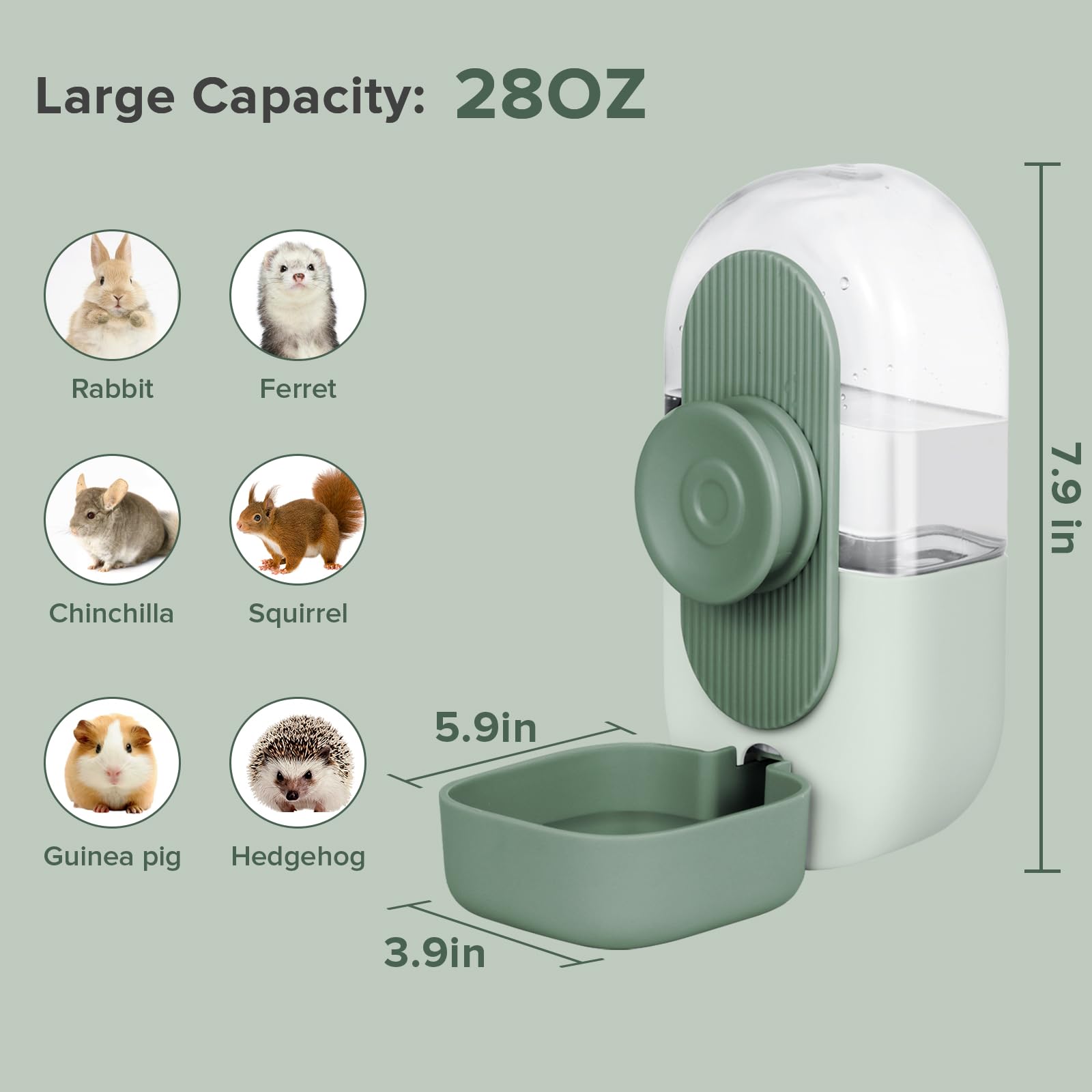 Kenond 800ml capacity water bottle keeps pets hydrated for days.