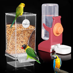 Kenond bird water dispenser red side view showing clear reservoir for easy monitoring
