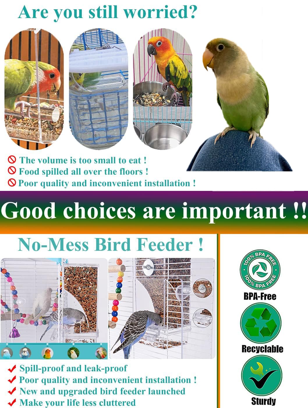 Kenond Crystal-clear Bird Feeder acrylic body for easy monitoring