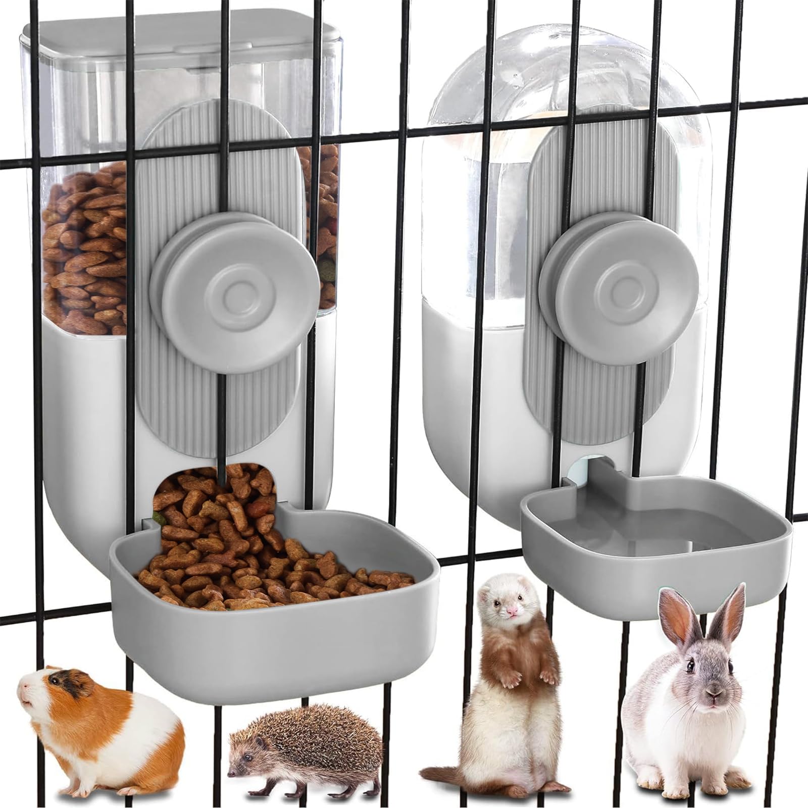 Kenond hanging automatic feeder-water-dispenser with dual 35oz bowls supports hands-free hydration.