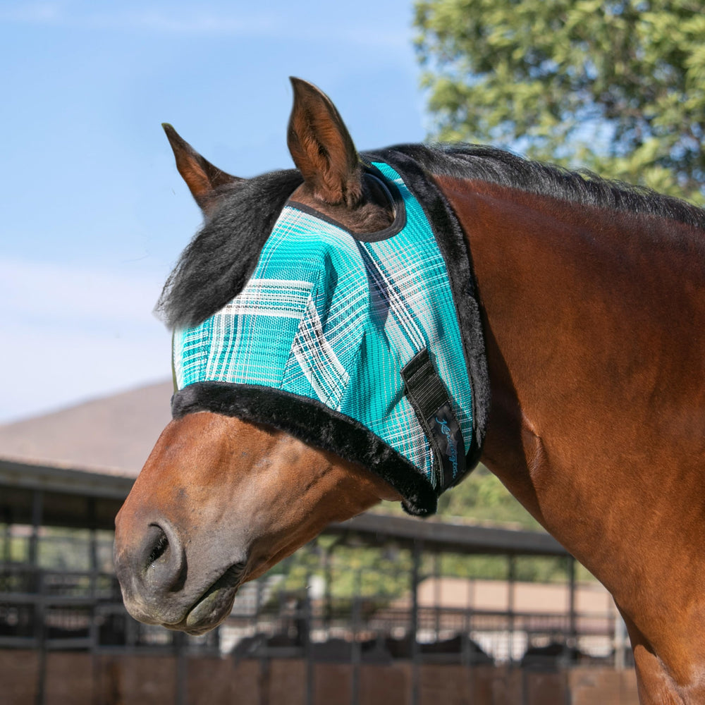Kensington Fly Mask Atlantis chin-strap secures fit during rides
