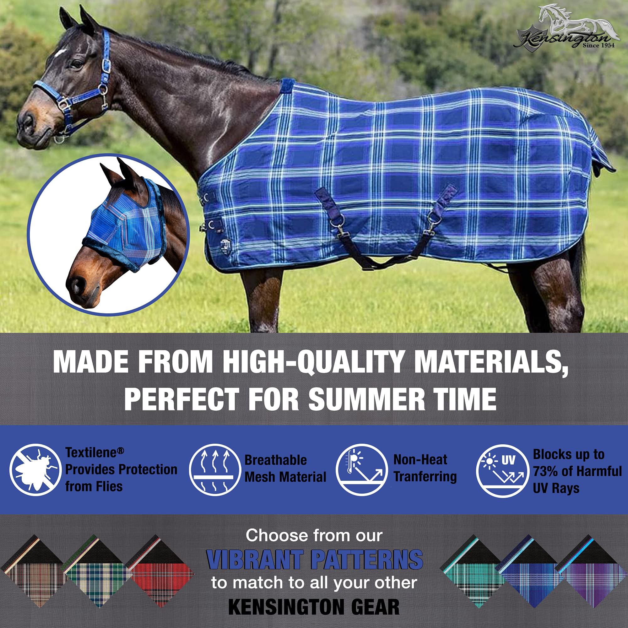 Kensington Fly Mask breathable mesh detail illustrating air flow and comfort.