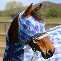Chin strap keeps Kensington Fly Mask secure on diverse horse builds.