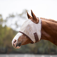Kensington Fly Mask Web Trim demonstrates ears and forelock coming through for natural movement.