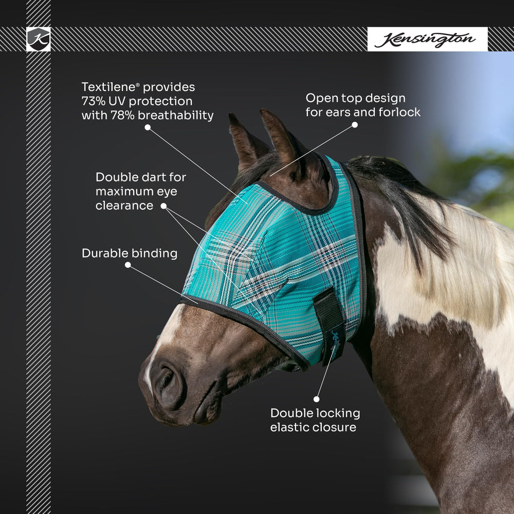 Kensington Fly Mask Web Trim plaid accents match Kensington gear.