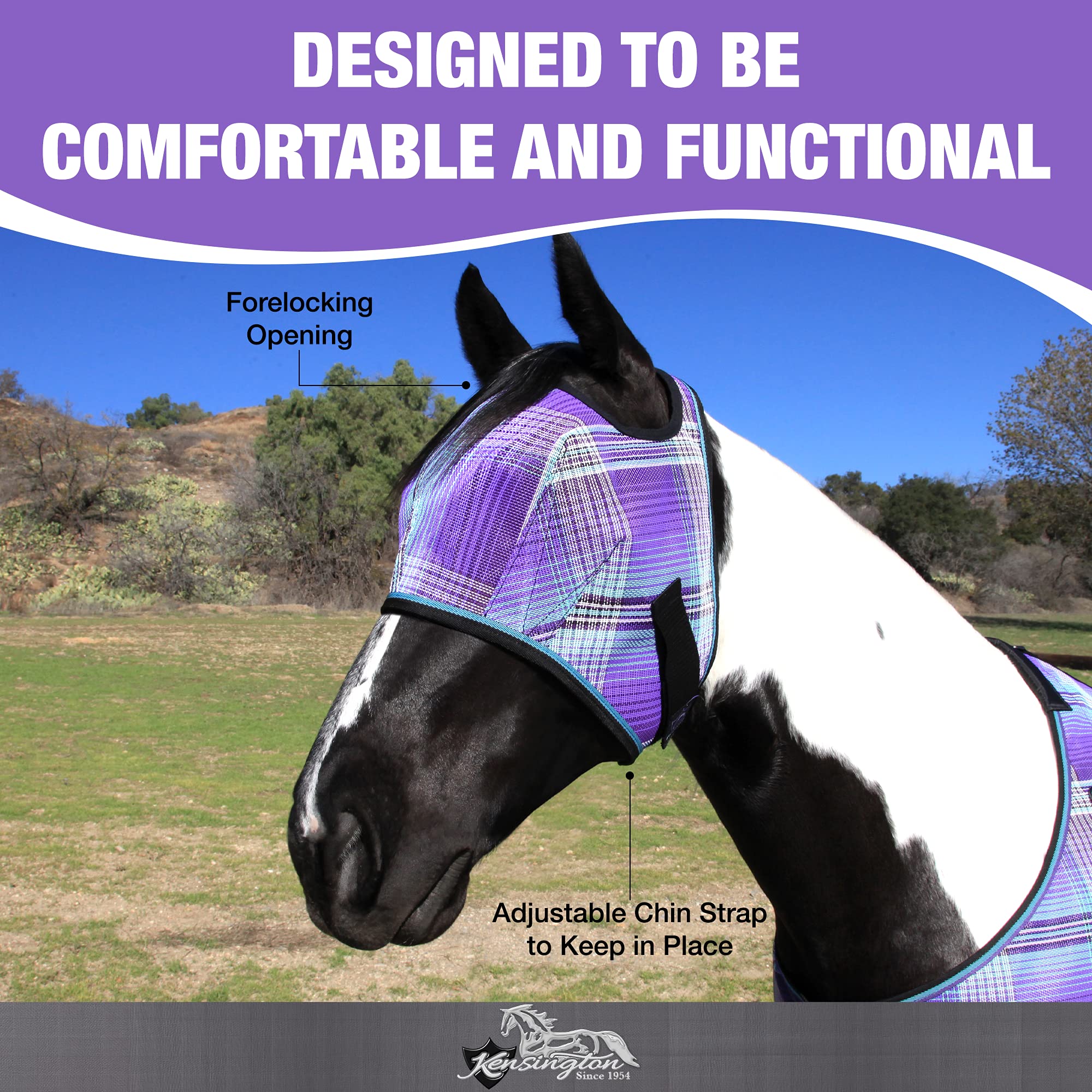 Kensington Fly Mask blocks sun rays for cooler rides