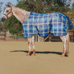 Kensington Protective Sheet Surefit chest buckle illustrates secure fit during riding.