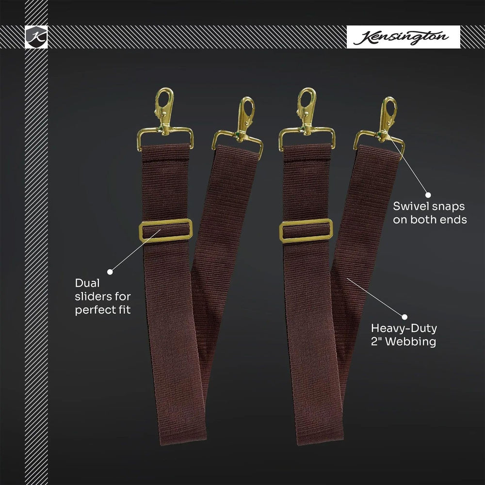 Kensington belly strap adjustable with sliders closeup, easy length changes for a proper fit.