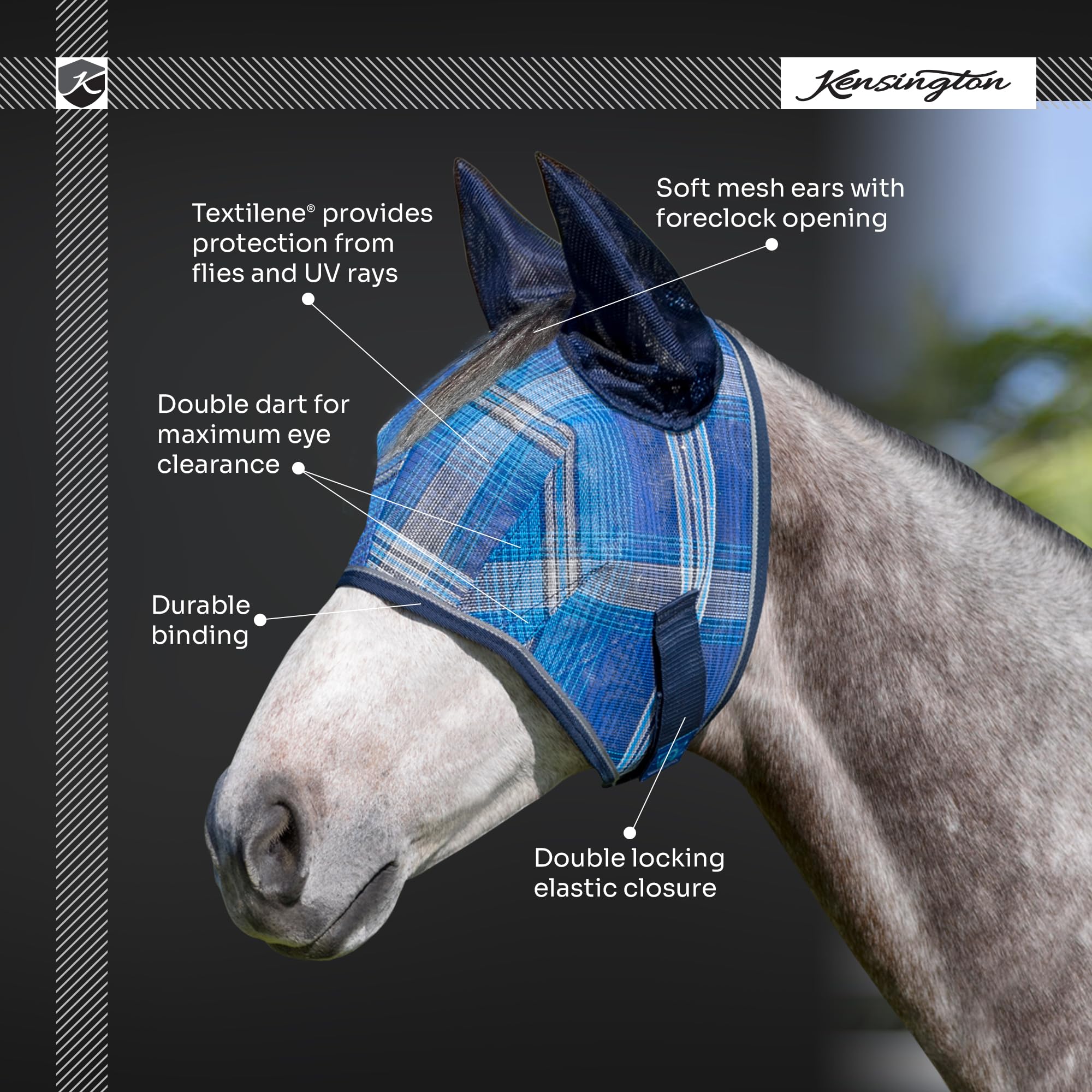 Kensington Signature Fly Mask Desert Sand durable web trim withstands wear