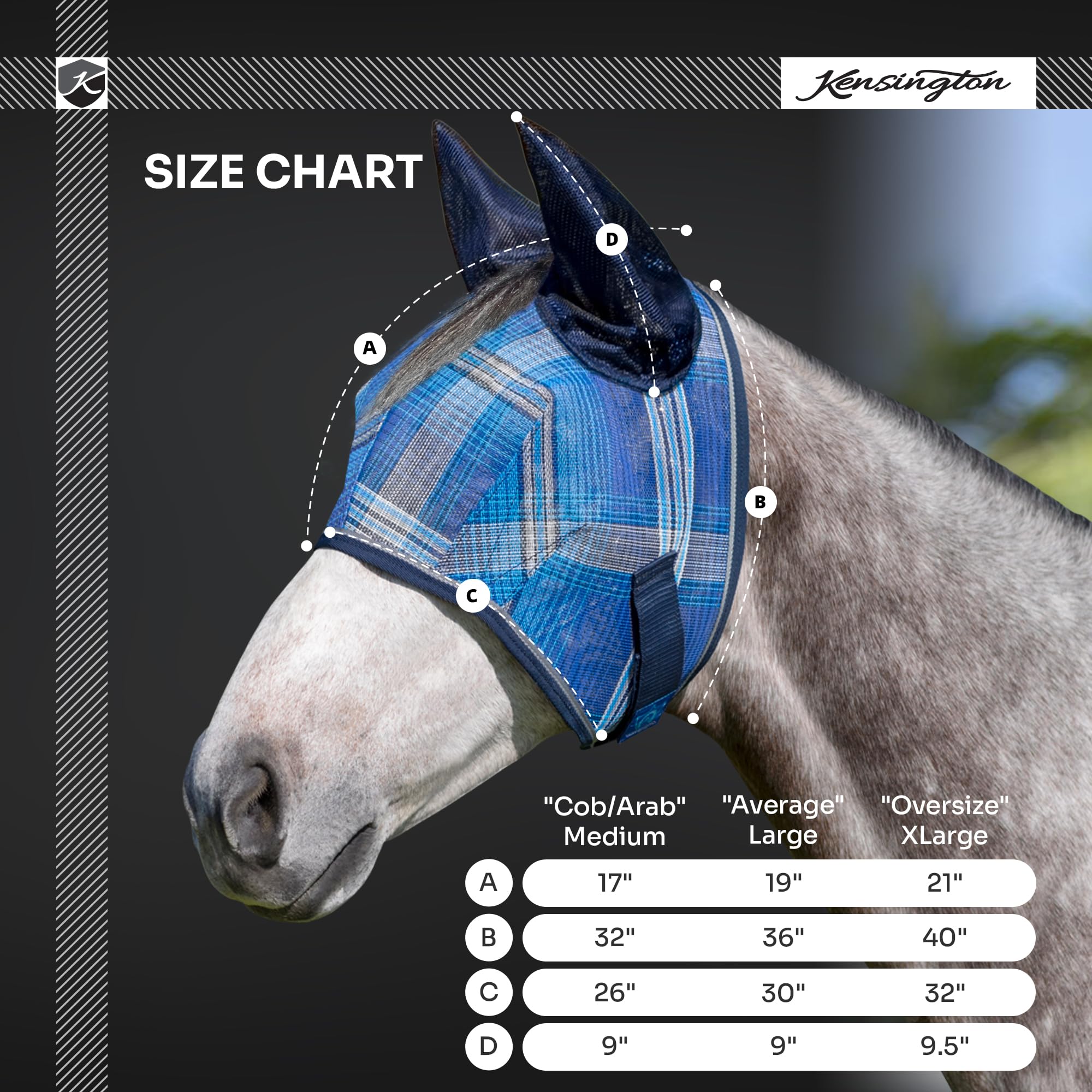 Kensington Signature Fly Mask Desert Sand soft ear coverage enhances comfort