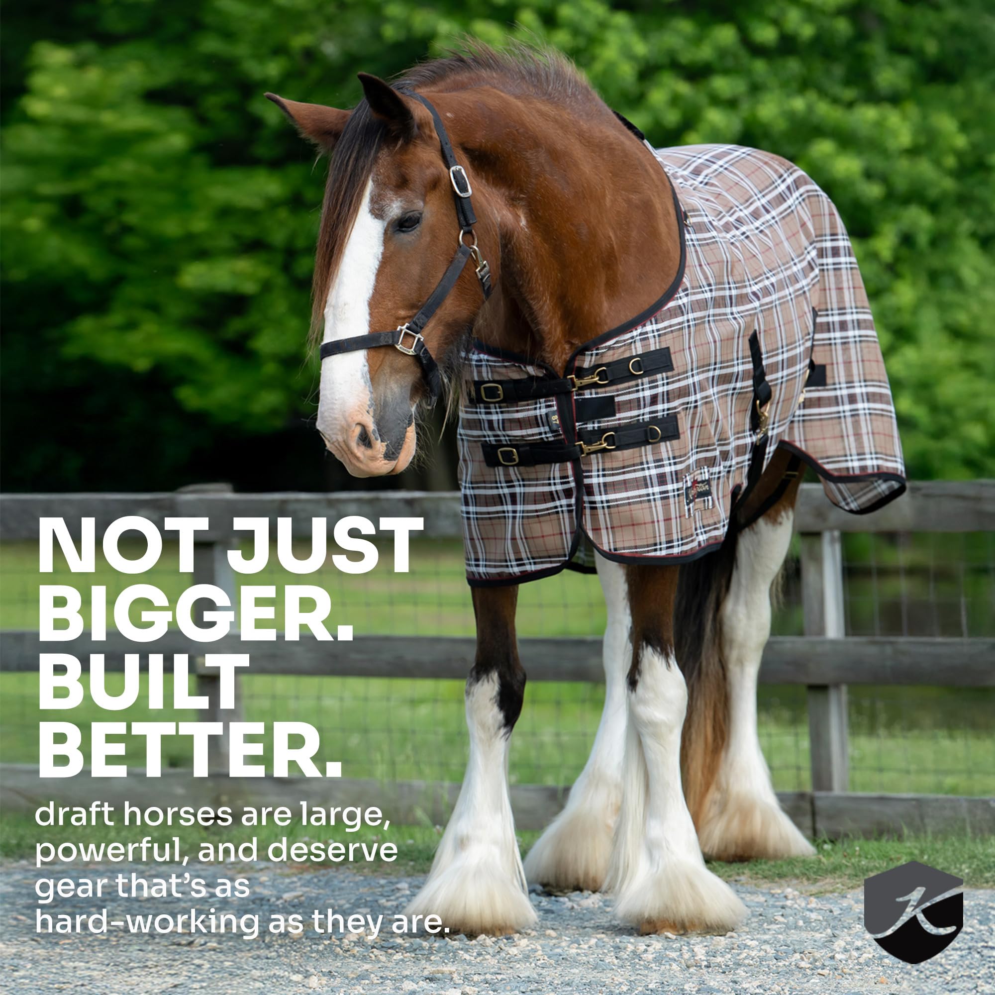 Kensington Signature Pony Turnout plaid Kentucky Blue fabric detail